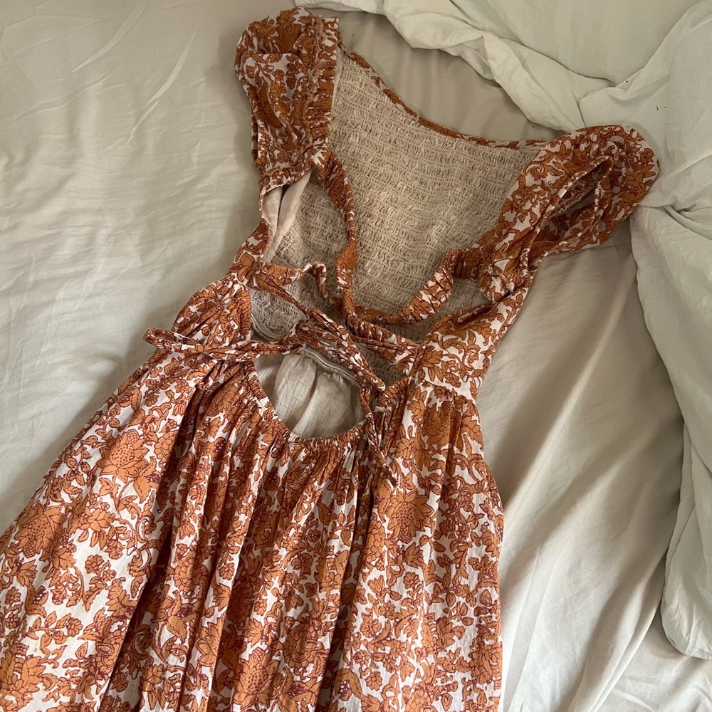 Free People Orange and White Maxi Dress - Picture 2 of 3